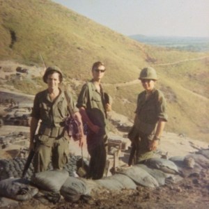 Craig, me and Lt York getting ready to jump TOC from LZ Liz on Chinooks, North OP in background
