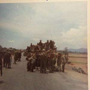 Unloading on Red Ball, the only time we ever rode in trucks, after standown on LZ Bronco