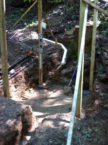 Penstock coming into powerhouse hole.  6' x 6' footprint