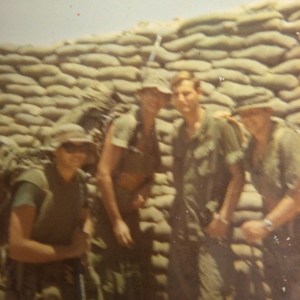 Jim, me, Herb and Dennis leaving LZ LIz, except short timer Herb, his first day of a well deserved rear job.