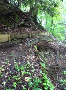 Retaining walls, upper for penstock, lower for working/walking