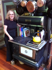 Jenny w/ induction stove on wood stove