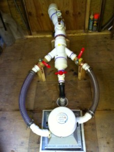 Bypass installed, elbowed into discharge box.